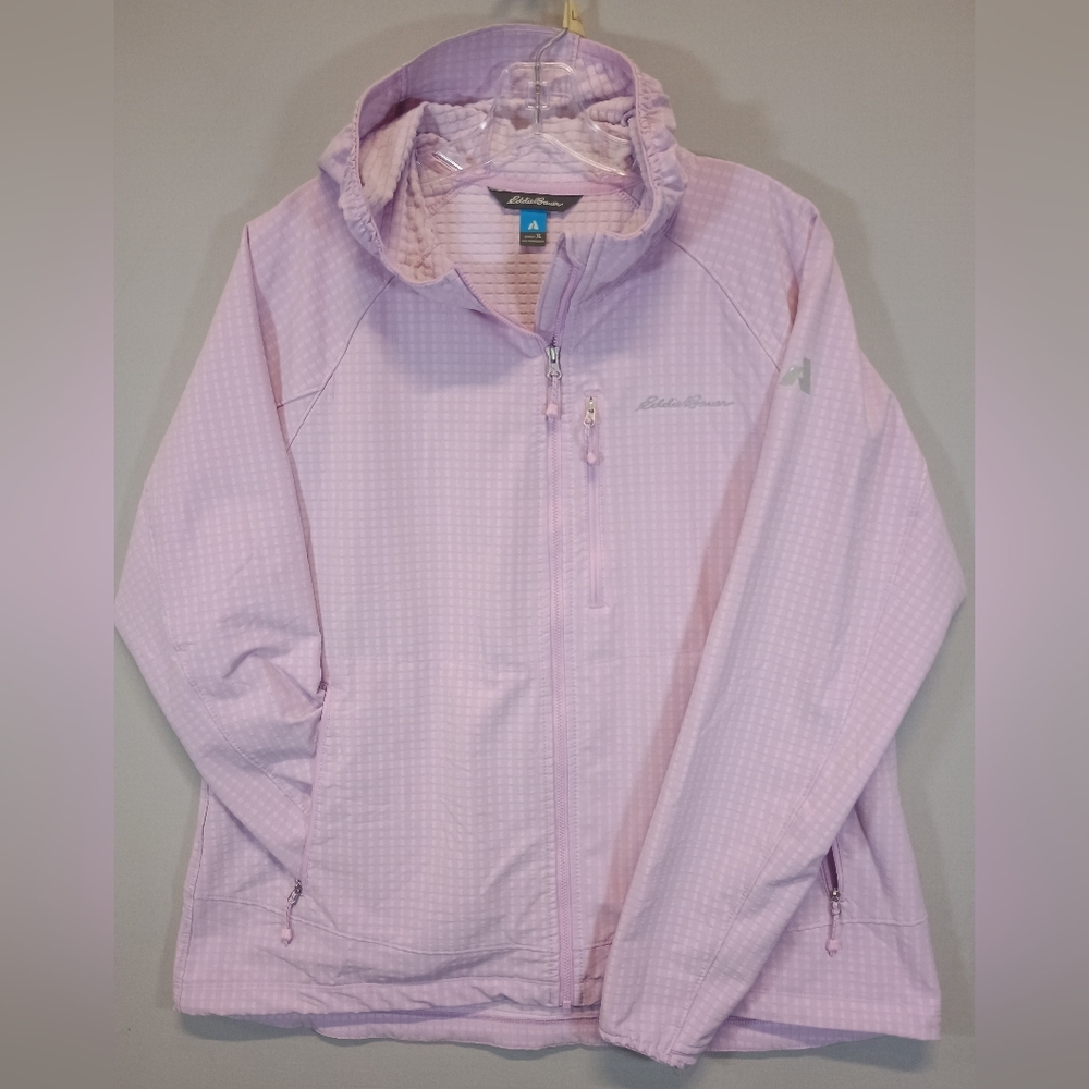 Eddie Bauer Women’s Hooded Jacket Light Pink Textured Full Zip Size XL